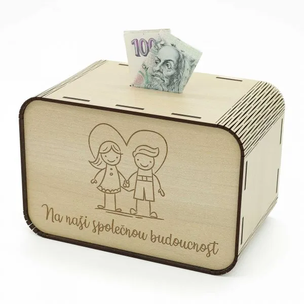 Pokladnička Na naši společnou budoucnost - pro páry - DřevoDed.cz