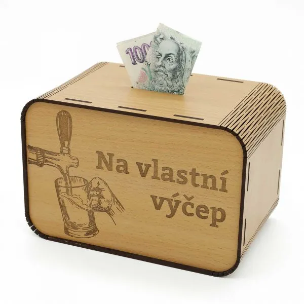 Pokladnička Na vlastní výčep - vtipná pokladnička - DřevoDed.cz