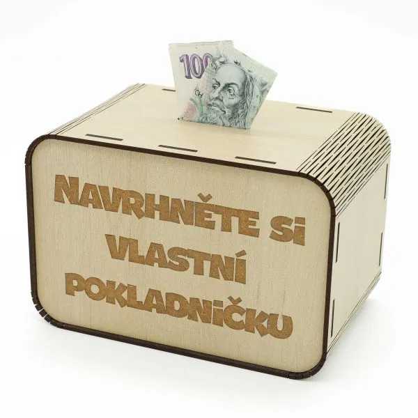 Pokladnička Navrhněte si vlastní pokladničku - Design pokladničky na míru - DřevoDed.cz