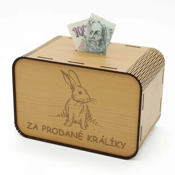 Pokladnička Za prodané králiky - pro chovatele králíku - DřevoDed.cz
