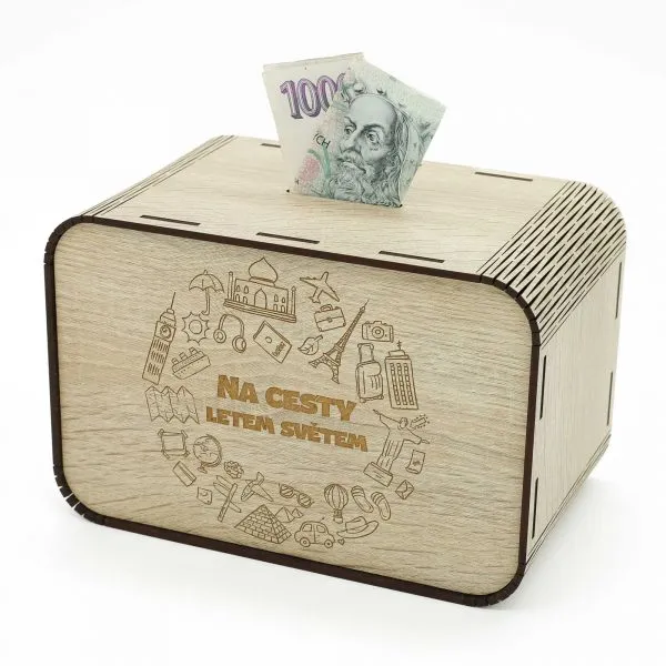 Pokladnička Na cesty letem světem - pro páry - DřevoDed.cz