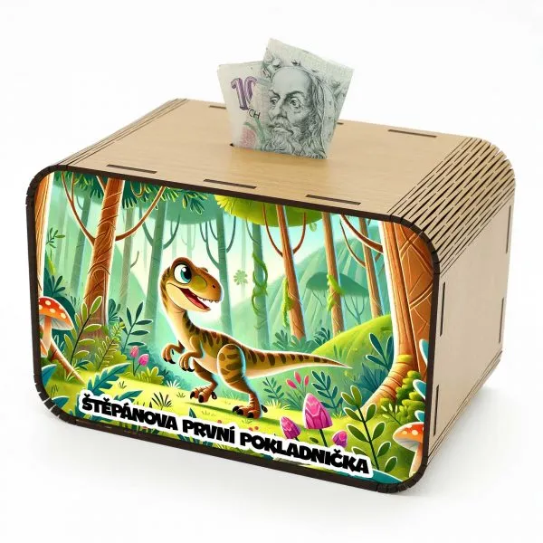 Dětská pokladnička - Dinosaurus CZ-02-076 DrevoDed.cz
