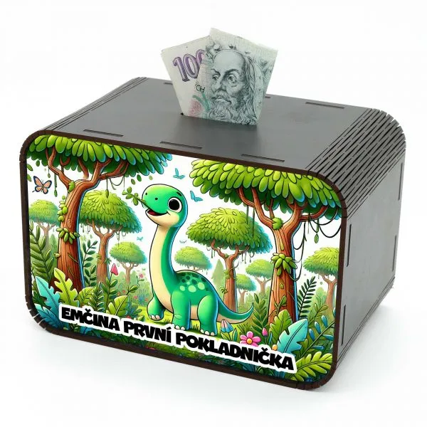 Dětská pokladnička - Dinosaurus CZ-02-080 DrevoDed.cz