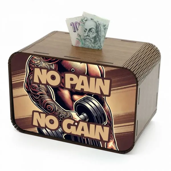 Pokladnička - No pain no Gain CZ-02-013 DrevoDed.cz