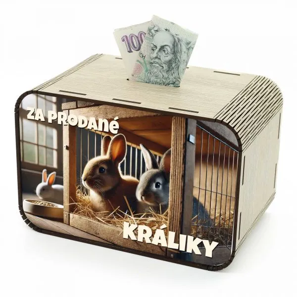 Pokladnička - Za prodané králiky - pro chovatele králíků CZ-02-060 DrevoDed.cz