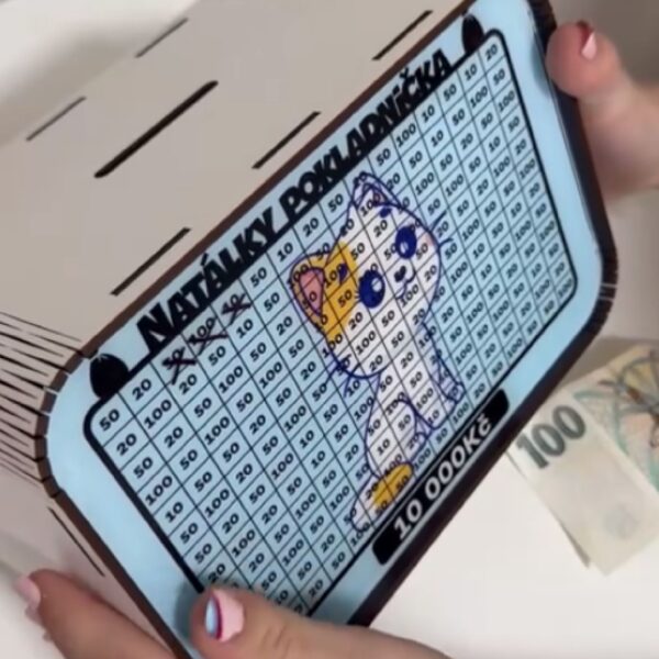 Dětská pokladnička – kočička s odškrtávacími políčky